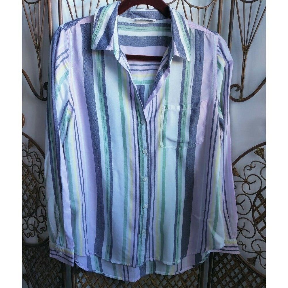 Beachlunchlounge Striped Button Up Shirt Pastel Rayon Lyocell LTT1134 Mens